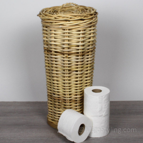 Rieten toilerrolhouder naturel 