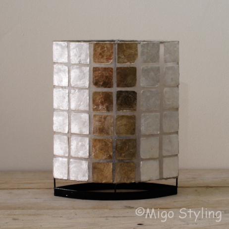 Tafellamp parelmoer en donker capiz 30 cm
